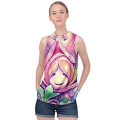 Forest Mushroom High Neck Satin Top by GardenOfOphir