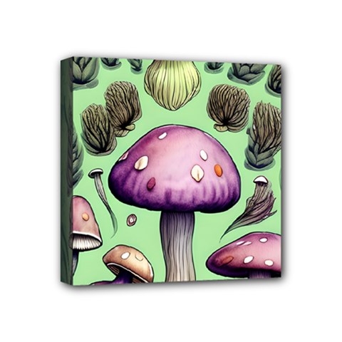 Witchy Forest Mushroom Mini Canvas 4  X 4  (stretched) by GardenOfOphir