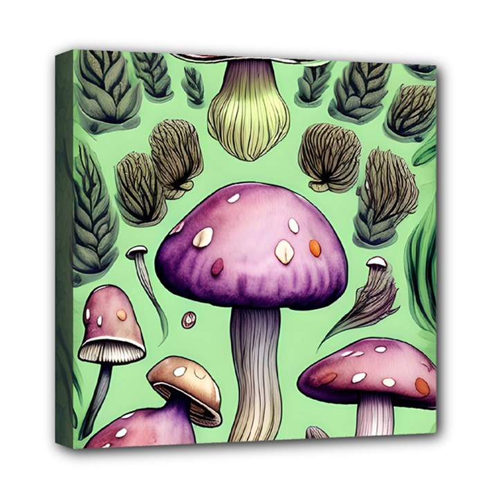 Witchy Forest Mushroom Mini Canvas 8  x 8  (Stretched)