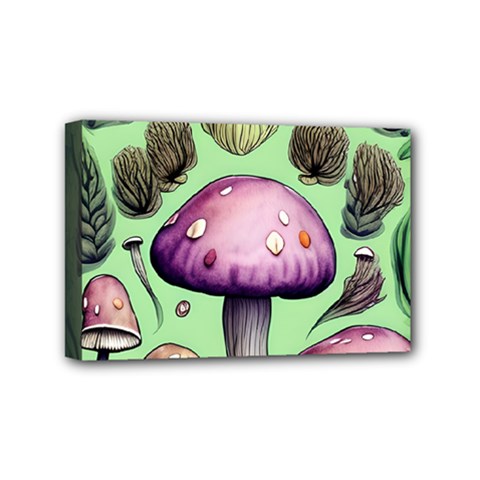 Witchy Forest Mushroom Mini Canvas 6  X 4  (stretched) by GardenOfOphir