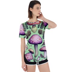 Witchy Forest Mushroom Perpetual Short Sleeve T-shirt by GardenOfOphir