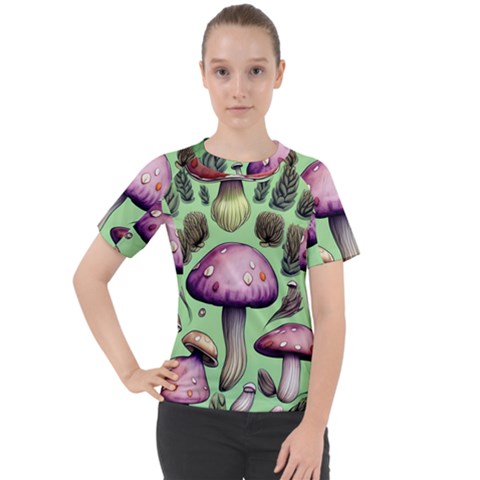 Witchy Forest Mushroom Women s Sport Raglan Tee by GardenOfOphir