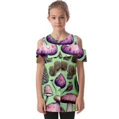 Witchy Forest Mushroom Fold Over Open Sleeve Top by GardenOfOphir