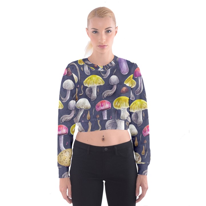 Fantasy Woodland Mushroom Cropped Sweatshirt