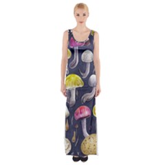 Fantasy Woodland Mushroom Thigh Split Maxi Dress by GardenOfOphir