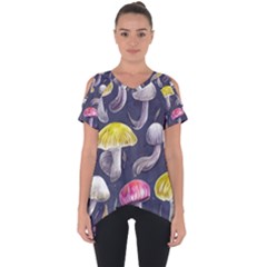 Fantasy Woodland Mushroom Cut Out Side Drop Tee by GardenOfOphir