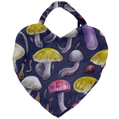 Fantasy Woodland Mushroom Giant Heart Shaped Tote by GardenOfOphir