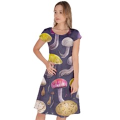 Fantasy Woodland Mushroom Classic Short Sleeve Dress by GardenOfOphir