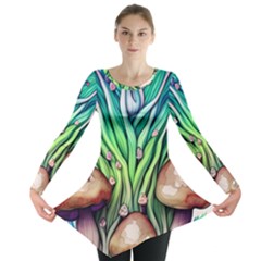 Goblin Core Forest Mushroom Long Sleeve Tunic  by GardenOfOphir