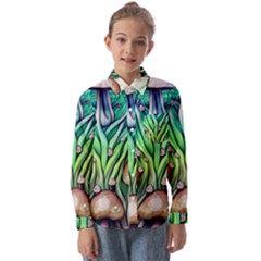 Goblin Core Forest Mushroom Kids  Long Sleeve Shirt by GardenOfOphir