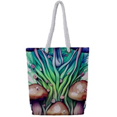 Goblin Core Forest Mushroom Full Print Rope Handle Tote (small) by GardenOfOphir