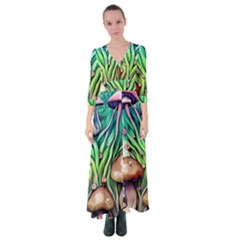 Goblin Core Forest Mushroom Button Up Maxi Dress by GardenOfOphir