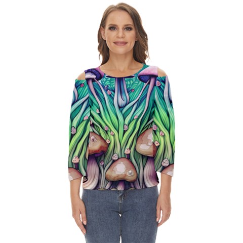 Goblin Core Forest Mushroom Cut Out Wide Sleeve Top by GardenOfOphir