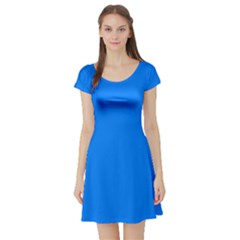 Azure Blue	 - 	short Sleeve Skater Dress by ColorfulDresses