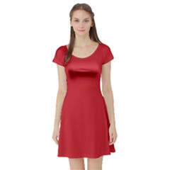 Flame Scarlet Red	 - 	short Sleeve Skater Dress by ColorfulDresses