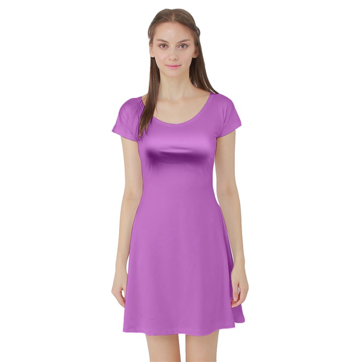 French Mauve Purple	 - 	Short Sleeve Skater Dress