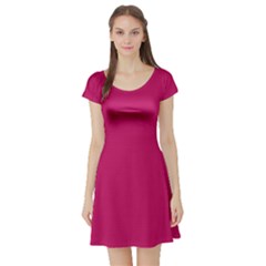 Peacock Pink	 - 	short Sleeve Skater Dress by ColorfulDresses