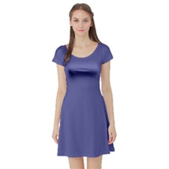 Blue Iris	 - 	short Sleeve Skater Dress by ColorfulDresses