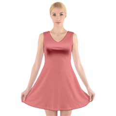 Light Coral	 - 	v-neck Sleeveless Dress by ColorfulDresses