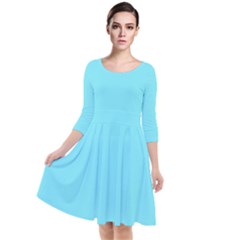 Arctic Blue	 - 	quarter Sleeve Waist Band Dress by ColorfulDresses