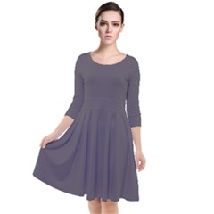 Dark Smoke Grey	 - 	quarter Sleeve Waist Band Dress by ColorfulDresses