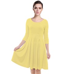 Blonde Yellow	 - 	quarter Sleeve Waist Band Dress by ColorfulDresses