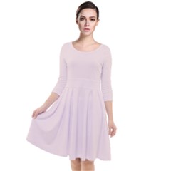 Rose  Quartz Pink	 - 	quarter Sleeve Waist Band Dress by ColorfulDresses