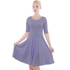 Coin Grey	 - 	quarter Sleeve A-line Dress by ColorfulDresses