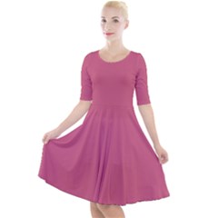 Cinnamon Satin Pink	 - 	Quarter Sleeve A-Line Dress