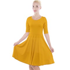 China Yellow	 - 	quarter Sleeve A-line Dress by ColorfulDresses