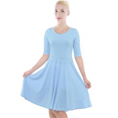 Robin Egg Blue	 - 	quarter Sleeve A-line Dress by ColorfulDresses