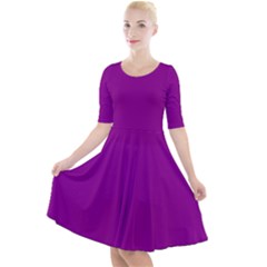 Mardi Gras Purple	 - 	quarter Sleeve A-line Dress