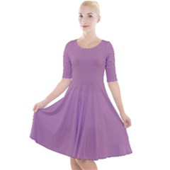 Opera Mauve Purple	 - 	quarter Sleeve A-line Dress