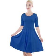 Yale Blue	 - 	quarter Sleeve A-line Dress