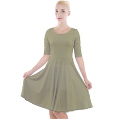 Weeping Willow Green	 - 	quarter Sleeve A-line Dress