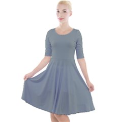 Silver Blue	 - 	quarter Sleeve A-line Dress