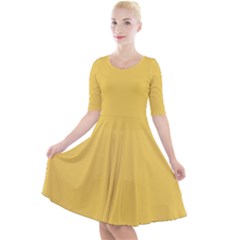 Primrose Yellow	 - 	quarter Sleeve A-line Dress