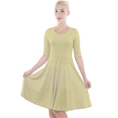 Yellow Iris	 - 	quarter Sleeve A-line Dress by ColorfulDresses