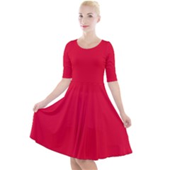 Medium Candy Apple Red	 - 	quarter Sleeve A-line Dress