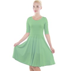 Granny Smith Apple Green	 - 	quarter Sleeve A-line Dress by ColorfulDresses