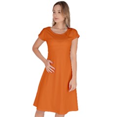 Dark Papaya Orange	 - 	classic Short Sleeve Dress by ColorfulDresses