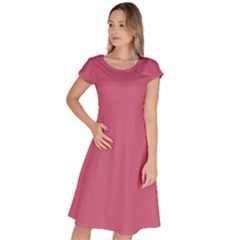 Cinnamon Satin Pink	 - 	Classic Short Sleeve Dress