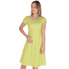 Key Lime Yellow	 - 	classic Short Sleeve Dress by ColorfulDresses