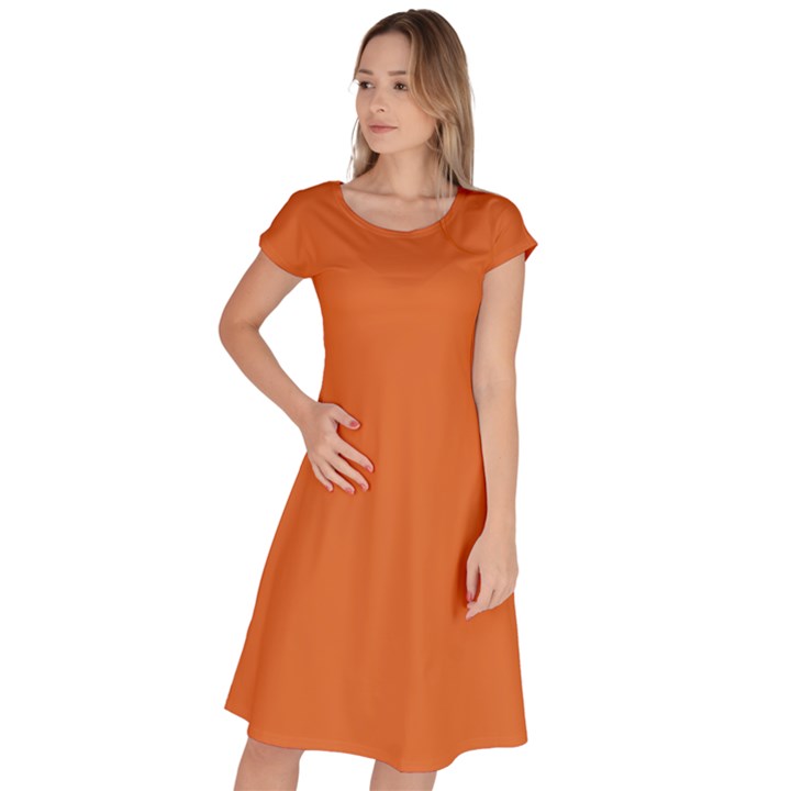 Halloween Orange	 - 	Classic Short Sleeve Dress