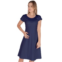 Space Cadet Blue	 - 	classic Short Sleeve Dress by ColorfulDresses