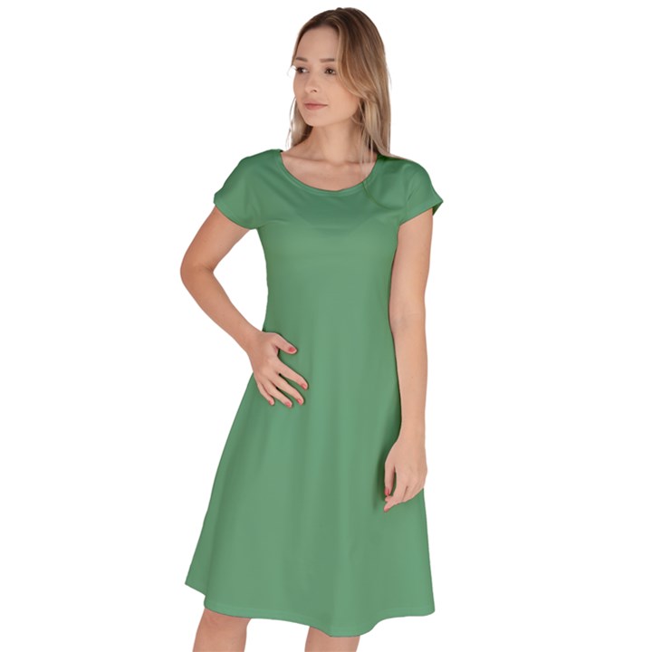 Shiny Shamrock Green	 - 	Classic Short Sleeve Dress