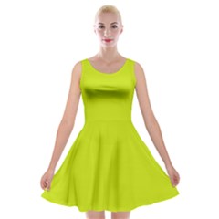 Bitter Lemon Green	 - 	velvet Skater Dress by ColorfulDresses