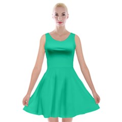 Caribbean Green	 - 	velvet Skater Dress by ColorfulDresses