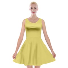 Arylide Yellow	 - 	velvet Skater Dress by ColorfulDresses