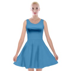 Regatta Blue	 - 	velvet Skater Dress by ColorfulDresses